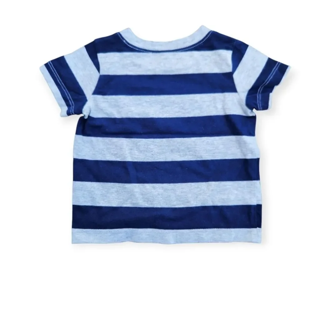 2-Piece Carter's Baby Red shortalls Overalls Striped T-Shirt Kids 12 Months